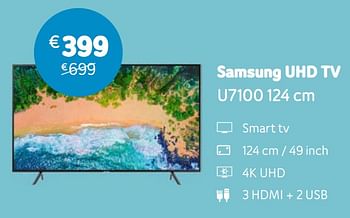 Promoties Samsung uhd tv u7100 124 cm - Samsung - Geldig van 05/08/2019 tot 22/09/2019 bij Telenet