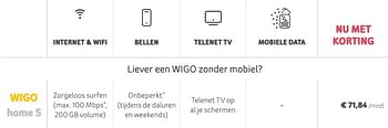 Promoties Wigo home s - Huismerk - Telenet - Geldig van 05/08/2019 tot 22/09/2019 bij Telenet