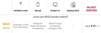 Promoties Wigo home - Huismerk - Telenet - Geldig van 05/08/2019 tot 22/09/2019 bij Telenet