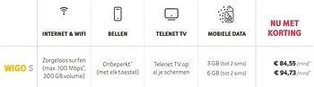 Promoties Wigo s - Huismerk - Telenet - Geldig van 05/08/2019 tot 22/09/2019 bij Telenet