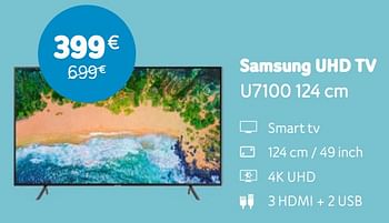 Promotions Samsung uhd tv u7100 124 cm - Samsung - Valide de 05/08/2019 à 22/09/2019 chez Telenet
