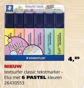 Promoties Textsurfer classic tekstmarker - etui met 6 pastel kleuren - Staedtler - Geldig van 13/08/2019 tot 10/09/2019 bij Supra Bazar