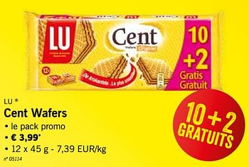 Promotions Cent wafers - Lu - Valide de 12/08/2019 à 17/08/2019 chez Lidl