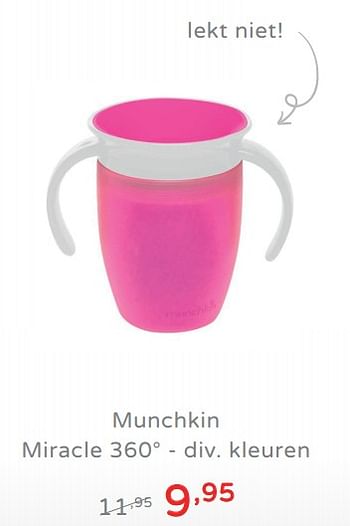 Promoties Munchkin miracle 360° - div. kleuren - Munchkin - Geldig van 04/08/2019 tot 10/08/2019 bij Baby & Tiener Megastore