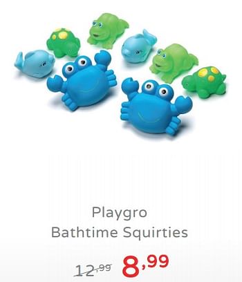 Promoties Playgro bathtime squirties - Playgro - Geldig van 04/08/2019 tot 10/08/2019 bij Baby & Tiener Megastore