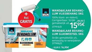 Promoties Wand + klaar behanglijm vliespapier - Bison - Geldig van 11/07/2019 tot 18/08/2019 bij HandyHome