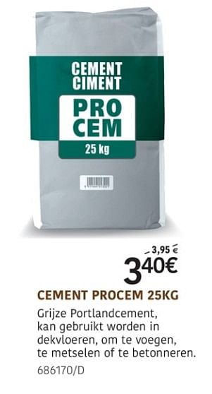 Promotions Cement procem - PROCEM - Valide de 11/07/2019 à 18/08/2019 chez HandyHome