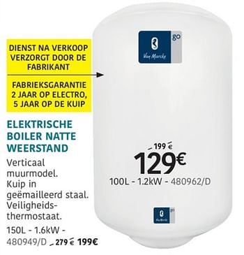 Promoties Elektrische boiler natte weerstand - Van Marcke - Geldig van 11/07/2019 tot 18/08/2019 bij HandyHome