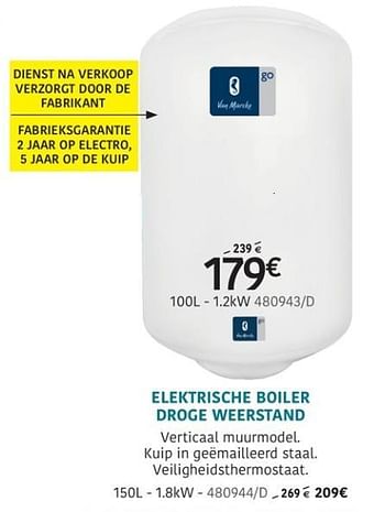 Promotions Elektrische boiler droge weerstand - Van Marcke - Valide de 11/07/2019 à 18/08/2019 chez HandyHome