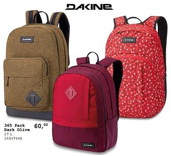 Promoties Dakine 365 pack dark olive - DAKINE - Geldig van 13/08/2019 tot 10/09/2019 bij Supra Bazar