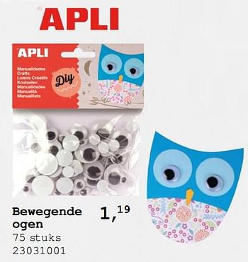 Promotions Bewegende ogen - Apli - Valide de 13/08/2019 à 10/09/2019 chez Supra Bazar