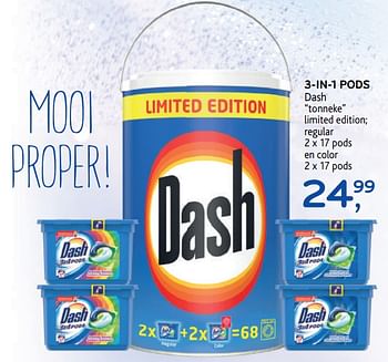 Promoties 3-in-1 pods dash tonneke limited edition; regular pods en color - Dash - Geldig van 14/08/2019 tot 27/08/2019 bij Alvo
