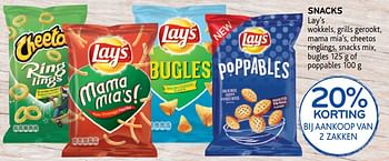 Promoties 20% korting bij aankoop van 2 zakken snacks lay`s - Lay's - Geldig van 14/08/2019 tot 27/08/2019 bij Alvo