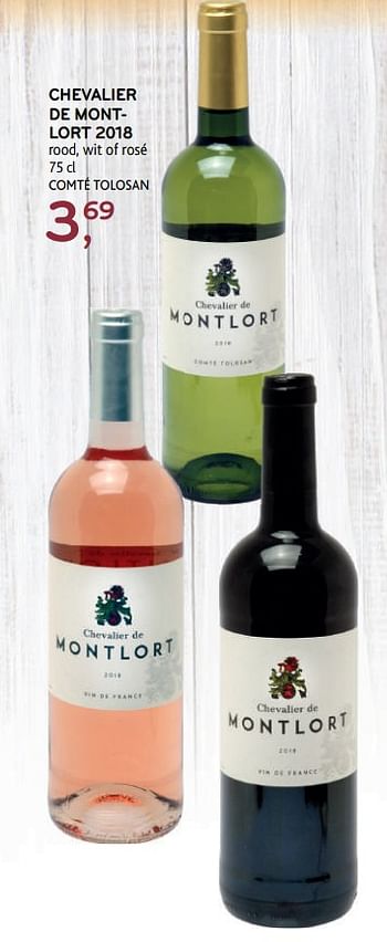 Promoties Chevalier de montlort 2018 rood, wit of rosé comté tolosan - Witte wijnen - Geldig van 14/08/2019 tot 27/08/2019 bij Alvo
