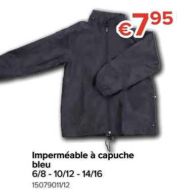 Promotions Imperméable à capuche bleu - Produit Maison - Euroshop - Valide de 12/08/2019 à 09/09/2019 chez Euro Shop