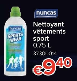 Promotions Nettoyant vêtements sport - Nuncas - Valide de 12/08/2019 à 09/09/2019 chez Euro Shop