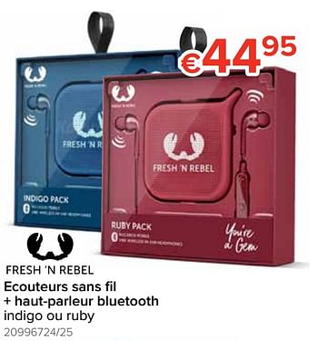 Promotions Fresh `n rebel ecouteurs sans fil + haut-parleur bluetooth - Fresh 'n Rebel - Valide de 12/08/2019 à 09/09/2019 chez Euro Shop