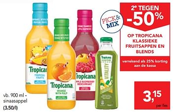Promoties Klassieke fruitsappen en blends - Tropicana - Geldig van 14/08/2019 tot 27/08/2019 bij Makro