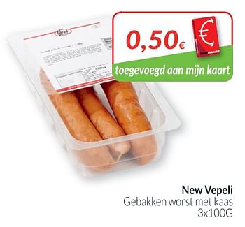 Promoties New vepeli gebakken worst met kaas - New vepeli - Geldig van 01/08/2019 tot 31/08/2019 bij Intermarche