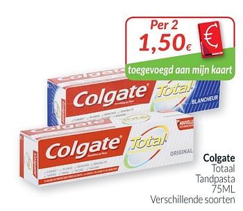 Promotions Colgate totaal tandpasta - Colgate - Valide de 01/08/2019 à 31/08/2019 chez Intermarche