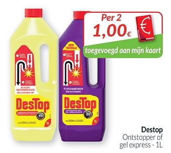Promotions Destop ontstopper of gel express - Destop - Valide de 01/08/2019 à 31/08/2019 chez Intermarche