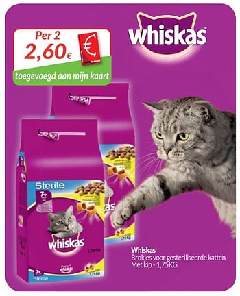 Promotions Whiskas brok`esvoor steriliseerde katten - Whiskas - Valide de 01/08/2019 à 31/08/2019 chez Intermarche