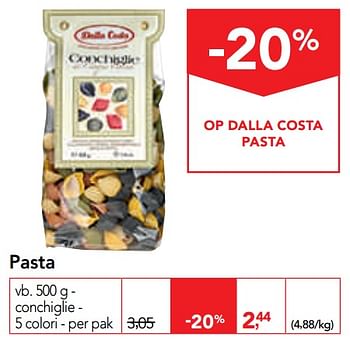 Promotions Pasta conchiglie - 5 colori - Dalla Costa - Valide de 14/08/2019 à 27/08/2019 chez Makro