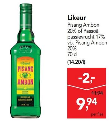 Promoties Likeur pisang ambon 20% of passoã passievrucht 17% - Pisang  Ambon  - Geldig van 14/08/2019 tot 27/08/2019 bij Makro