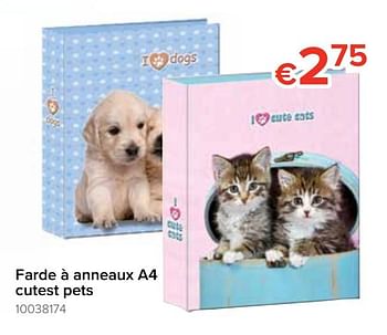 Promotions Farde à anneaux a4 cutest pets - Produit Maison - Euroshop - Valide de 12/08/2019 à 09/09/2019 chez Euro Shop