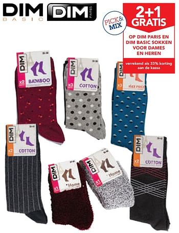 Promoties 2+1 gratis op dim paris en dim basic sokken voor dames en heren - Dim - Geldig van 14/08/2019 tot 27/08/2019 bij Makro