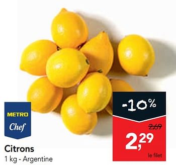 Promotions Citrons - Produit maison - Makro - Valide de 14/08/2019 à 27/08/2019 chez Makro