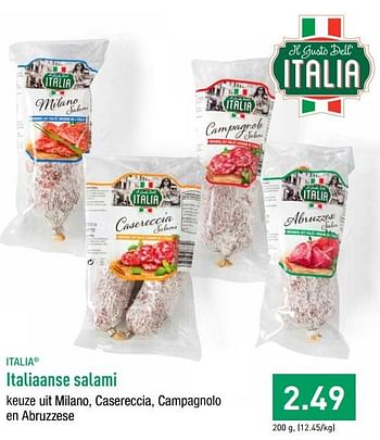 Promotions Italiaanse salami - ITALIA  - Valide de 12/08/2019 à 17/08/2019 chez Aldi