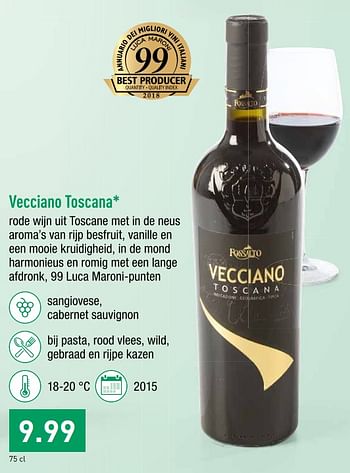 Promoties Vecciano toscana - Rode wijnen - Geldig van 12/08/2019 tot 17/08/2019 bij Aldi