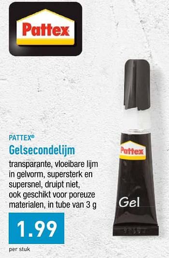 Promoties Gelsecondelijm - Pattex - Geldig van 12/08/2019 tot 17/08/2019 bij Aldi