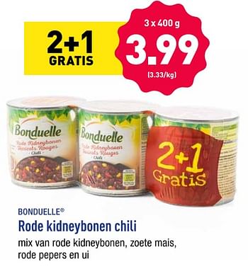 Promoties Rode kidneybonen chili - Bonduelle - Geldig van 12/08/2019 tot 17/08/2019 bij Aldi