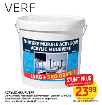 Promotions Acrylic muurverf - Produit maison - BricoPlanit - Valide de 14/08/2019 à 02/09/2019 chez BricoPlanit