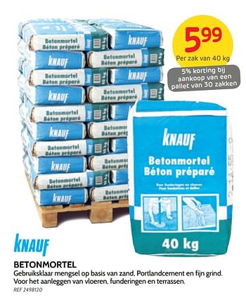 Promoties Betonmortel - Knauf - Geldig van 14/08/2019 tot 02/09/2019 bij BricoPlanit