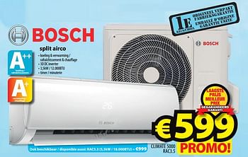 Promoties Bosch split airco climate 5000 rac3.5 - Bosch - Geldig van 14/08/2019 tot 21/08/2019 bij ElectroStock