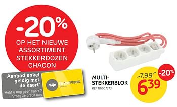 Promoties Multistekkerblok - Chacon - Geldig van 14/08/2019 tot 02/09/2019 bij BricoPlanit