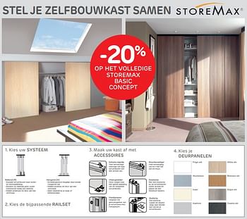 Promoties Stel je zelfbouwkast samen storemax -20% op het volledige storemax basic concept - Storemax - Geldig van 14/08/2019 tot 02/09/2019 bij BricoPlanit