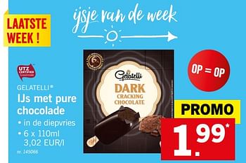 Promoties Ijs met pure chocolade - Gelatelli - Geldig van 19/08/2019 tot 24/08/2019 bij Lidl