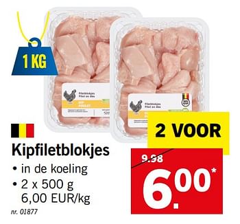 Promoties Kipfiletblokjes - Huismerk - Lidl - Geldig van 19/08/2019 tot 24/08/2019 bij Lidl