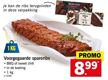 Promoties Voorgegaarde spareribs - Huismerk - Lidl - Geldig van 19/08/2019 tot 24/08/2019 bij Lidl
