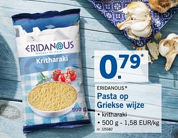 Promoties Pasta op griekse wijze - Eridanous - Geldig van 19/08/2019 tot 24/08/2019 bij Lidl