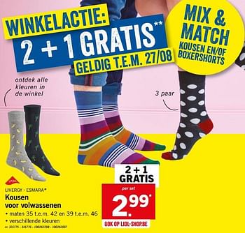 Promoties Kousen voor volwassenen - Livergy - Geldig van 19/08/2019 tot 24/08/2019 bij Lidl