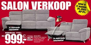 Promoties Model onyx - Huismerk - Seats and Sofas - Geldig van 19/08/2019 tot 25/08/2019 bij Seats and Sofas