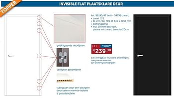 Promoties Binnendeuren invisible flat plaatsklare deur - Huismerk - Zelfbouwmarkt - Geldig van 20/08/2019 tot 23/09/2019 bij Zelfbouwmarkt