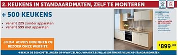 Promotions Keukens keukens in standaardmaten, zelf te monteren budget keuken - Produit maison - Zelfbouwmarkt - Valide de 20/08/2019 à 23/09/2019 chez Zelfbouwmarkt