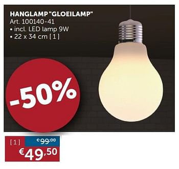 Promoties Hanglamp gloeilamp - Huismerk - Zelfbouwmarkt - Geldig van 20/08/2019 tot 23/09/2019 bij Zelfbouwmarkt