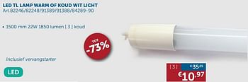 Promoties Led tl lamp warm of koud wit licht - Huismerk - Zelfbouwmarkt - Geldig van 20/08/2019 tot 23/09/2019 bij Zelfbouwmarkt